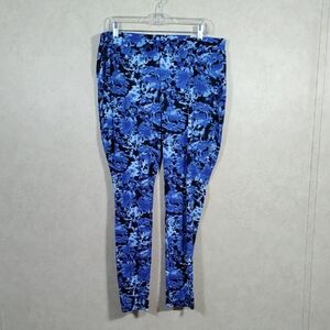 12541 Catherines blue & black floral print leggings 1X NWT